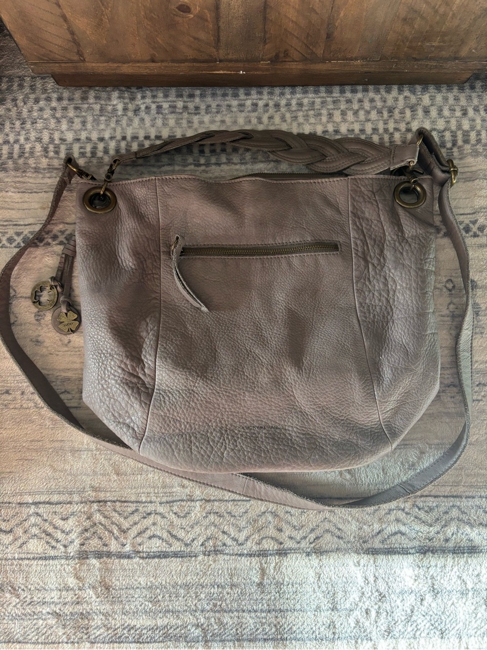 Lucky Brand Taupe Leather Shoulder Bag